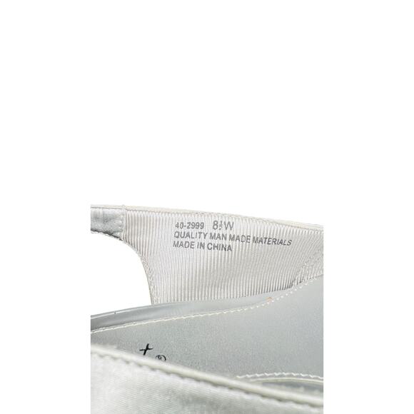 🤍 Easy street Slingback Kitten Heel silver Bow Square Toe Women’s 8.5W Formal - Picture 7 of 8